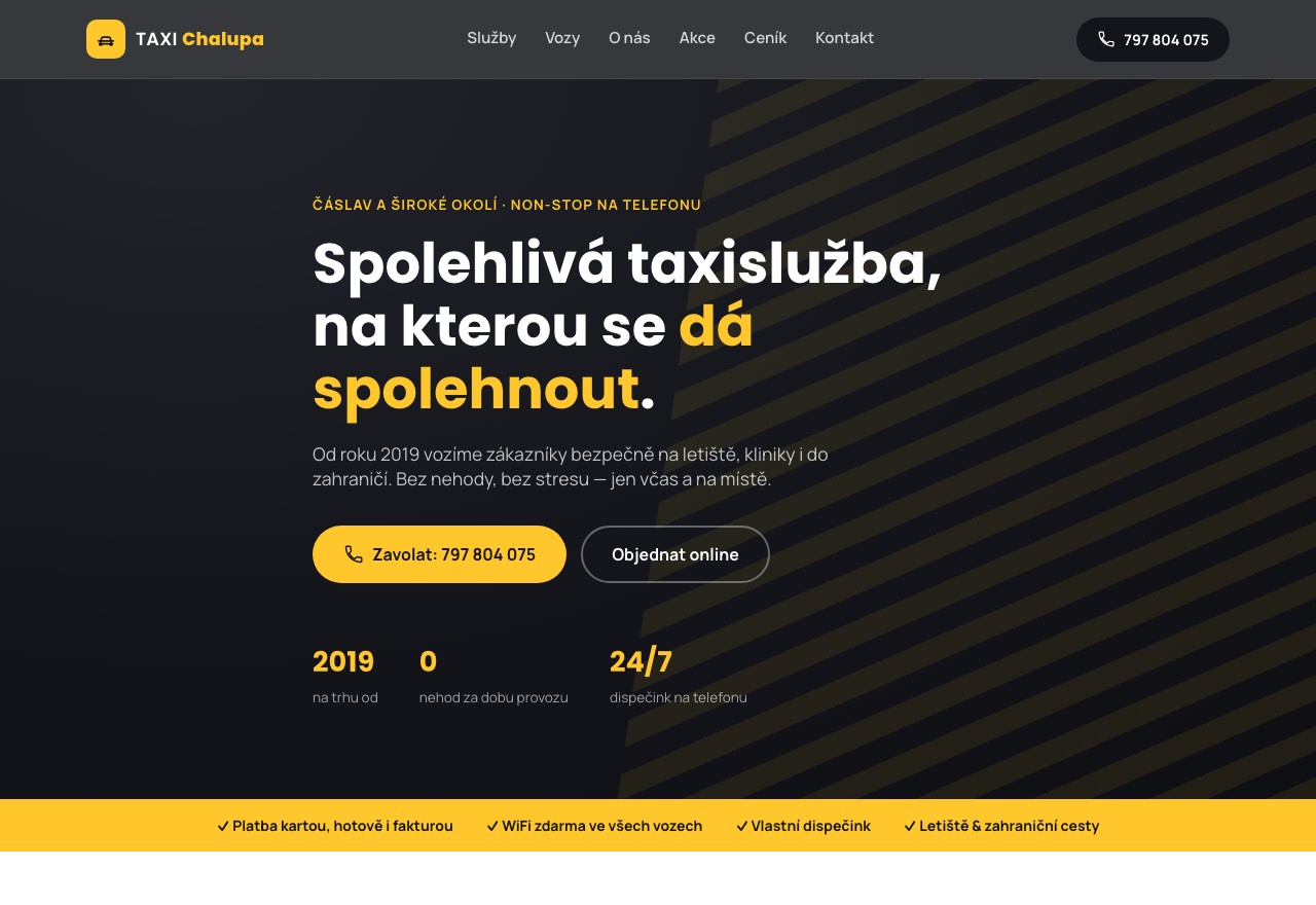 Náhled webu TAXI Chalupa — taxislužba Čáslav a okolí